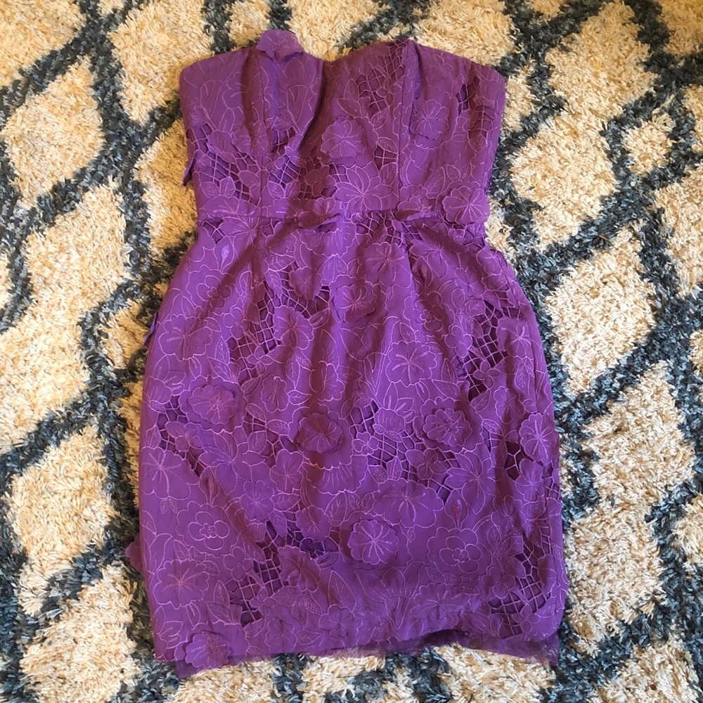 BCBG purple lace cocktail dress